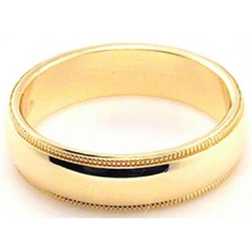 14k Yellow Gold 5mm Milgrain Wedding Band Medium Weight