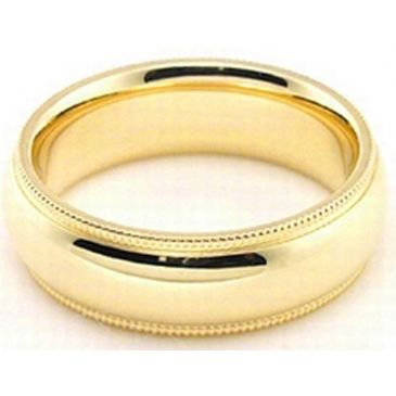 14k Yellow Gold 6mm Milgrain Wedding Band Heavy Weight Comfort Fit