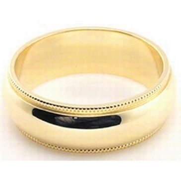 14k Yellow Gold 6mm Milgrain Wedding Band Medium Weight