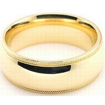 14k Yellow Gold 7mm Milgrain Wedding Band Heavy Weight Comfort Fit