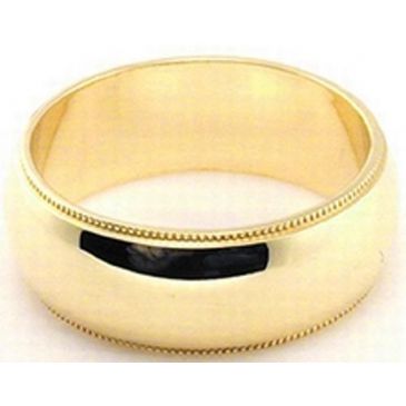 14k Yellow Gold 7mm Milgrain Wedding Band Medium Weight