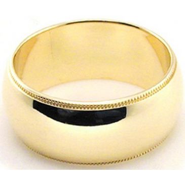 14k Yellow Gold 8mm Milgrain Wedding Band Medium Weight