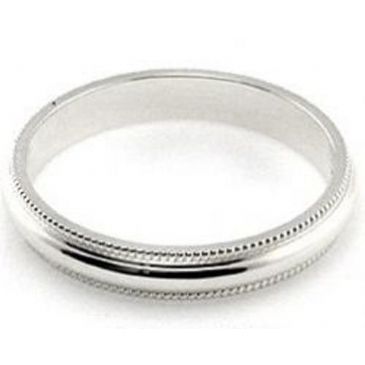 14k White Gold 3mm Milgrain Wedding Band Super Heavy Weight Comfort Fit