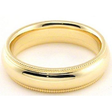 14k Yellow Gold 5mm Milgrain Wedding Band Super Heavy Weight Comfort Fit