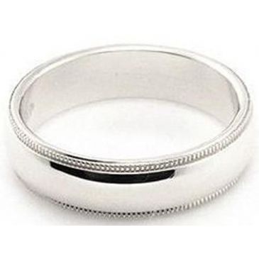 14k White Gold 5mm Milgrain Wedding Band Super Heavy Weight Comfort Fit