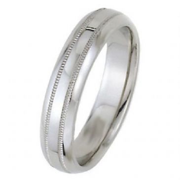 18k White Gold 5mm Dome Park Avenue Wedding Band Ring Medium Weight