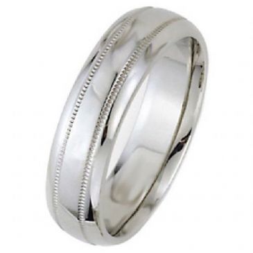 14k White Gold 6mm Dome Park Avenue Wedding Band Ring Heavy Weight