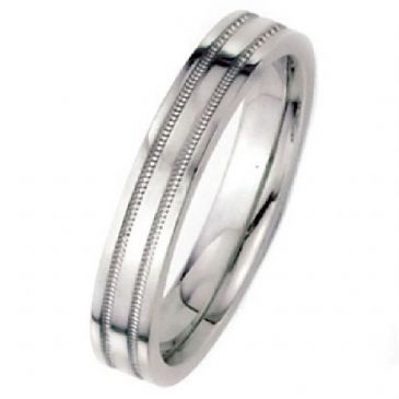 18k White Gold 3mm Flat Park Avenue Wedding Band Ring Heavy Weight