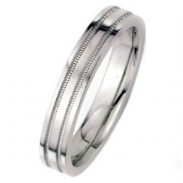 14k White Gold 5mm Flat Park Avenue Wedding Band Ring Heavy Weight