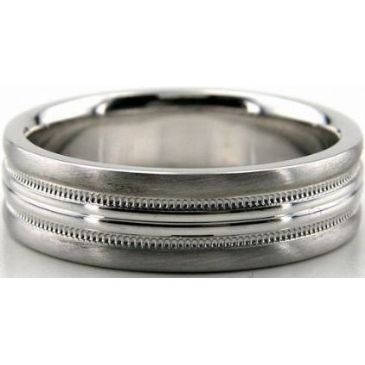 Platinum 950 6.5mm Diamond Cut Wedding Band 685