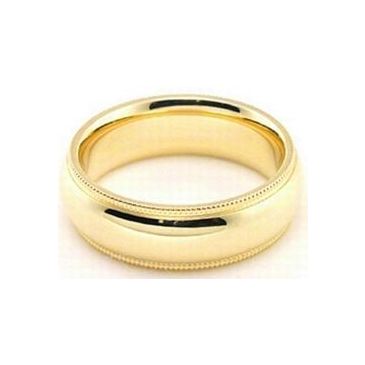 18k Yellow Gold 6mm Comfort Fit Milgrain Wedding Band Super Heavy Weight