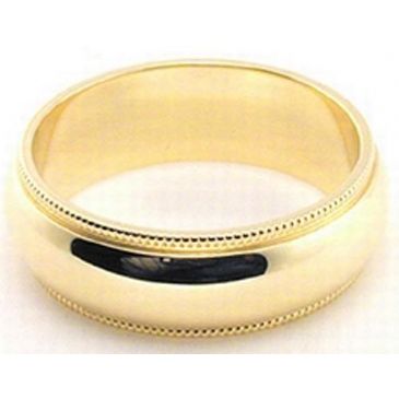 18k Yellow Gold 6mm Milgrain Wedding Band Medium Weight