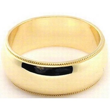 18k Yellow Gold 7mm Milgrain Wedding Band Medium Weight