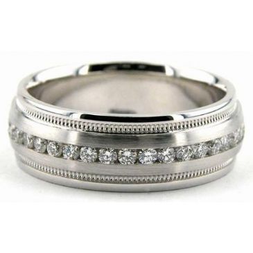 Platinum 950 7mm Diamond Wedding Bands Rings 0858