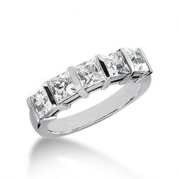 950 Platinum Diamond Anniversary Wedding Ring 5 Princess Cut Diamonds 2.00ctw 135WR201PLT