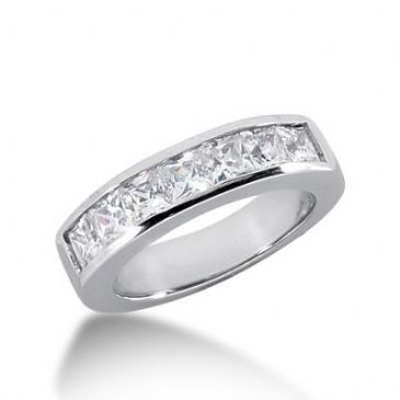 950 Platinum Diamond Anniversary Wedding Ring 7 Princess Cut Diamonds 1.40ctw 138WR224PLT