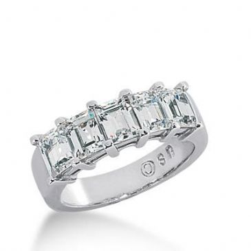 950 Platinum Diamond Anniversary Wedding Ring 5 Emerald Cut Diamonds 3.25ctw 142WR195PLT