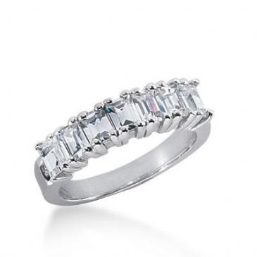 18K Gold Diamond Anniversary Wedding Ring 7 Emerald Cut Diamonds 1.40ctw 146WR20818K