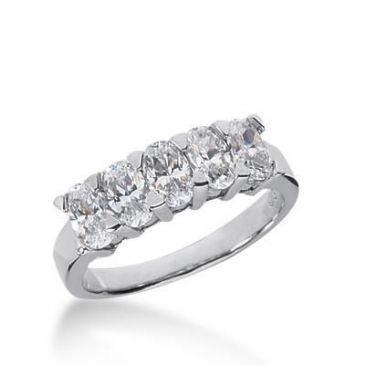 950 Platinum Diamond  Anniversary Wedding Ring 5 Oval Shaped Diamond 1.65ctw 148WR413PLT