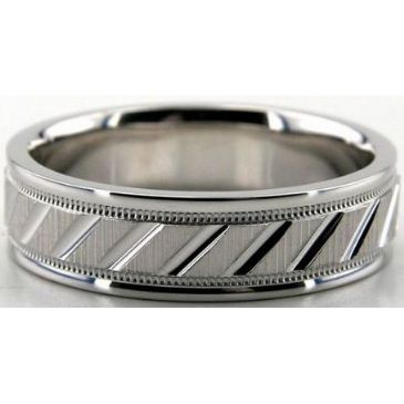 Platinum 950 6.5mm Diamond Cut Wedding Band 691