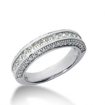 950 Platinum Diamond Anniversary Wedding Ring 16 Princess Cut, 40 Round Brilliant Diamonds 1.20ctw 162WR655PLT