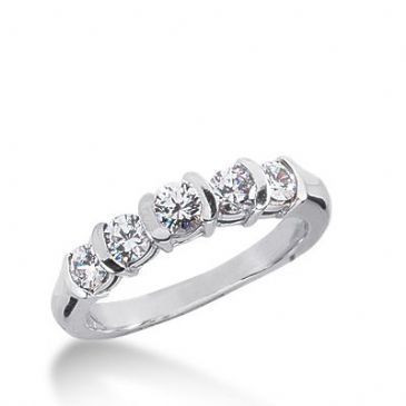 950 Platinum Diamond Anniversary Wedding Ring 5 Round Brilliant Diamonds 1.25ctw 167WR1879PLT