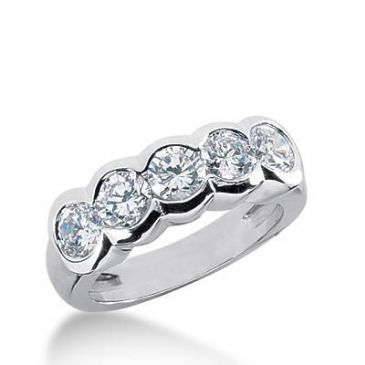 18K Gold Diamond Anniversary Wedding Ring 5 Round Brilliant Diamonds 1.50ctw 168WR110918K