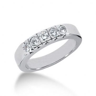 950 Platinum Diamond Anniversary Wedding Ring 5 Round Brilliant Diamonds 0.50ctw 176WR118PLT