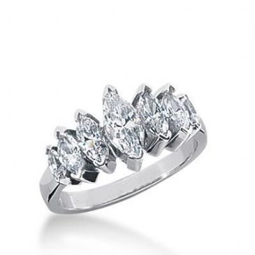 950 Platinum Diamond Anniversary Wedding Ring 7 Marquise Shaped Diamonds 1.45ctw 177WR342PLT