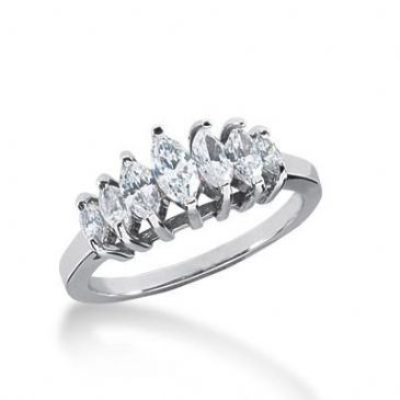 950 Platinum Diamond Anniversary Wedding Ring 7 Marquise Shaped Diamonds 0.97ctw 180WR1063PLT