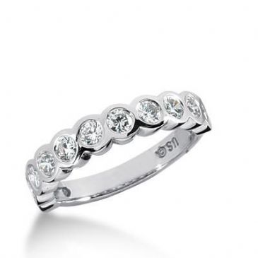 18K Gold Diamond Anniversary Wedding Ring 11 Round Brilliant Diamond 0.88ctw 183WR140318K