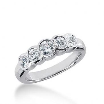 950 Platinum Diamond Anniversary Wedding Ring 5 Round Brilliant Diamonds 0.95ctw 184WR1861PLT