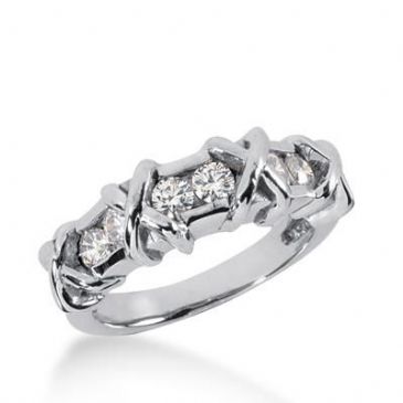 18K Gold Diamond Anniversary Wedding Ring 6 Round Brilliant Diamonds 0.60ctw 186WR153718K