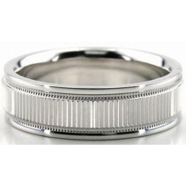 Platinum 950 6.5mm Diamond Cut Wedding Band 613