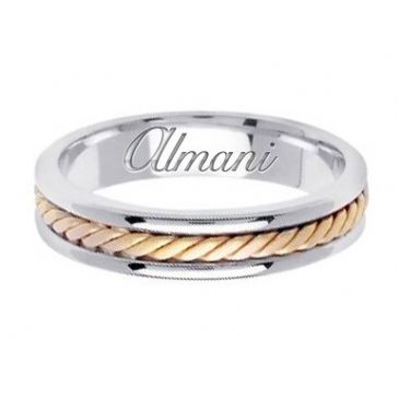 14k Gold 5mm Handmade Two Tone Wedding Ring 122 Almani