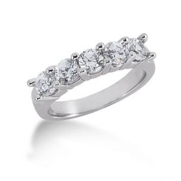 18K Gold Diamond Anniversary Wedding Ring 5 Round Brilliant Diamonds 1.25ctw 196WR13518K