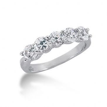 18K Gold Diamond Anniversary Wedding Ring 5 Round Brilliant Diamonds 1.50ctw 198WR61518K