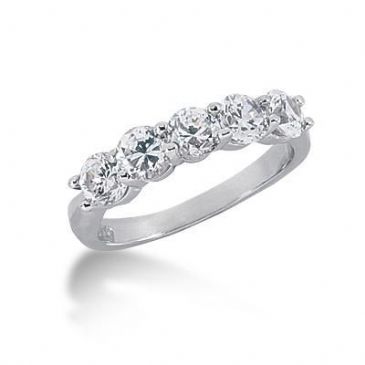 950 Platinum Diamond Anniversary Wedding Ring 5 Round Brilliant Diamonds 1.50ctw 198WR615PLT