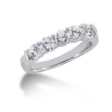 950 Platinum Diamond Anniversary Wedding Ring 5 Round Brilliant Diamonds 1.25ctw 199WR646PLT