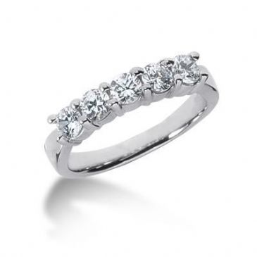 18K Gold Diamond Anniversary Wedding Ring 5 Round Brilliant Diamonds 0.75ctw 200WR56818K