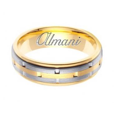 14k Gold 5.5mm Handmade Two Tone Wedding Ring 124 Almani