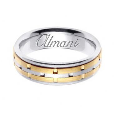 14k Gold 6.5mm Handmade Two Tone Wedding Ring 125 Almani