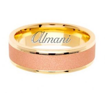 14k Gold 6.5mm Handmade Two Tone Wedding Ring 129 Almani