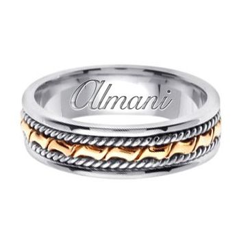 14k Gold 6mm Handmade Two Tone Wedding Ring 132 Almani