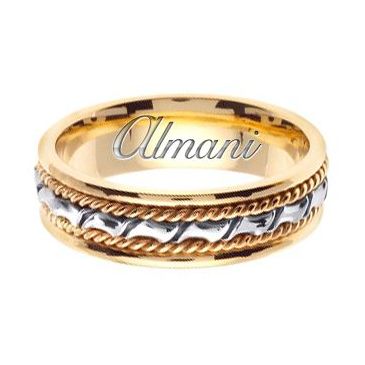 14k Gold 6mm Handmade Two Tone Wedding Ring 133 Almani