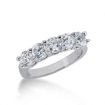 18K Gold Diamond Anniversary Wedding Ring 5 Round Brilliant Diamonds 1.50ctw 205WR219318K