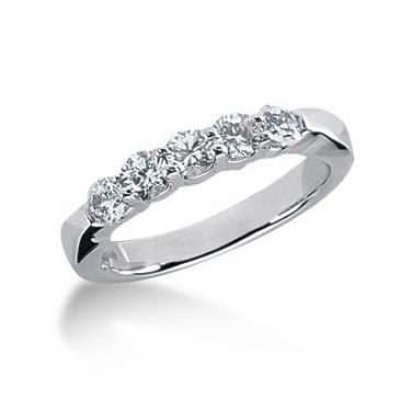 950 Platinum Diamond Anniversary Wedding Ring 5 Round Brilliant Diamonds 0.75ctw 206WR401PLT