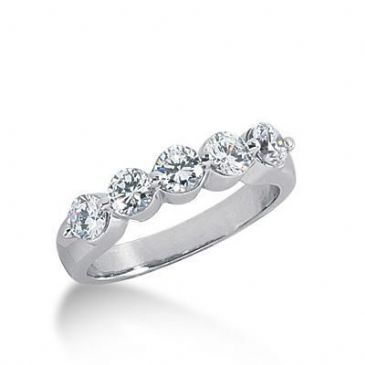 950 Platinum Diamond Anniversary Wedding Ring 5 Round Brilliant Diamonds 1.25ctw 209WR2259PLT