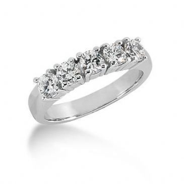 950 Platinum Diamond Anniversary Wedding Ring 5 Round Brilliant Diamonds, Prong Setting 1.00ctw 210WR1475PLAT