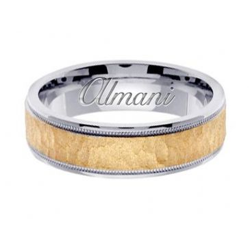 14k Gold 6mm Handmade Two Tone Wedding Ring 135 Almani